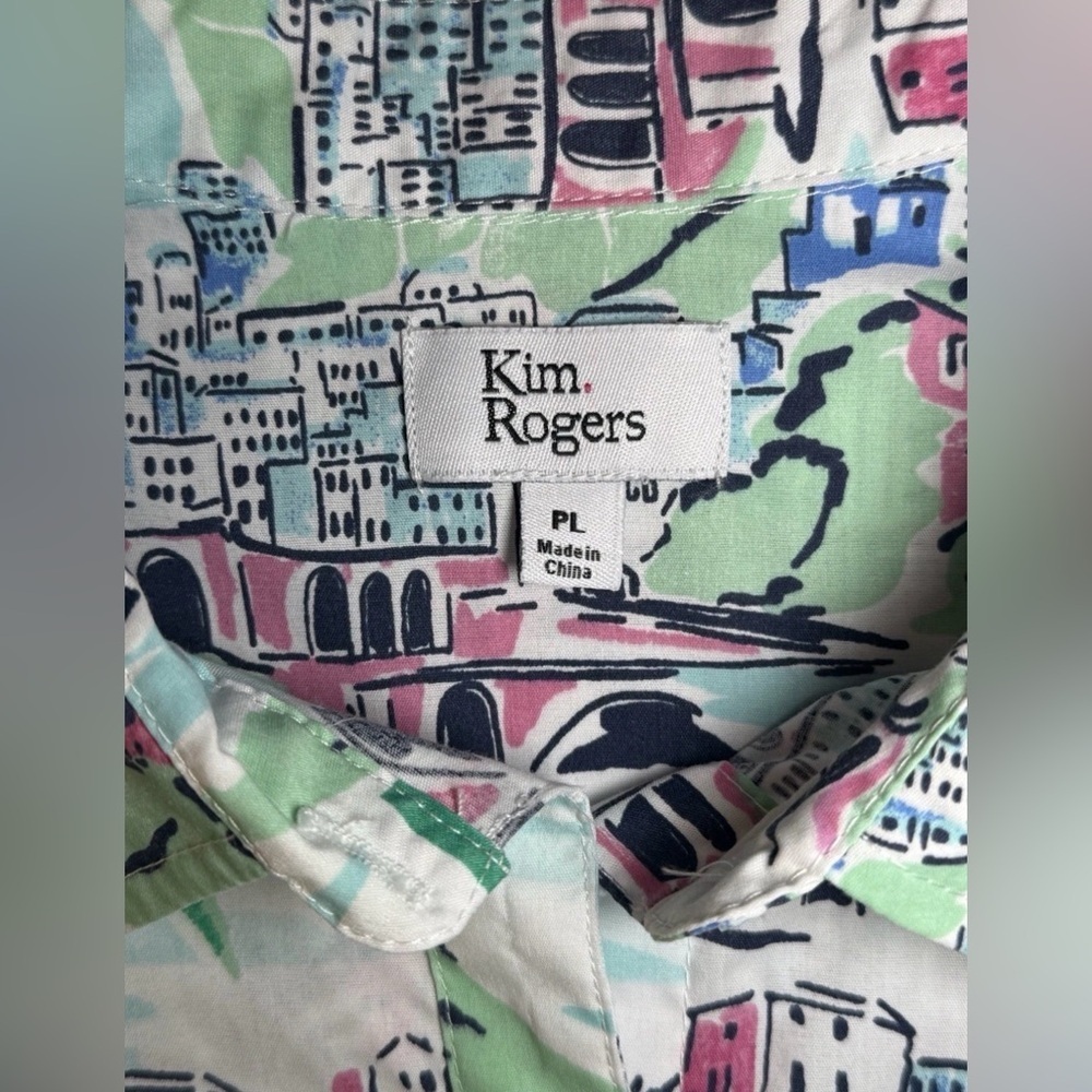 Kim Rogers Sleeveless Blouse Top Shirt Vacation Summer Cruise Sz Petite Large - Picture 8 of 10
